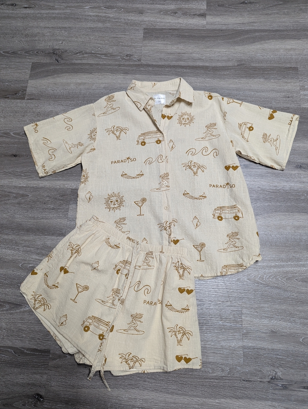 By Frankie Pajama Set Short Set Cotton Size XS Surfer Girl